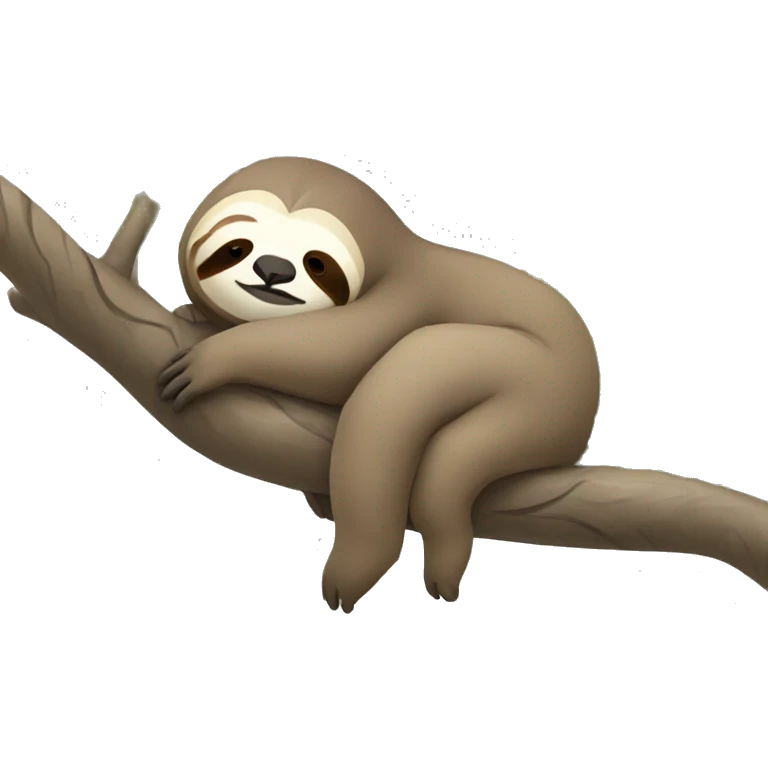 Sloth sleeping on the tree branch  emoji