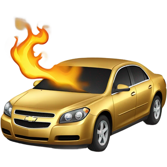 Gold 2008 Chevy Malibu on fire emoji