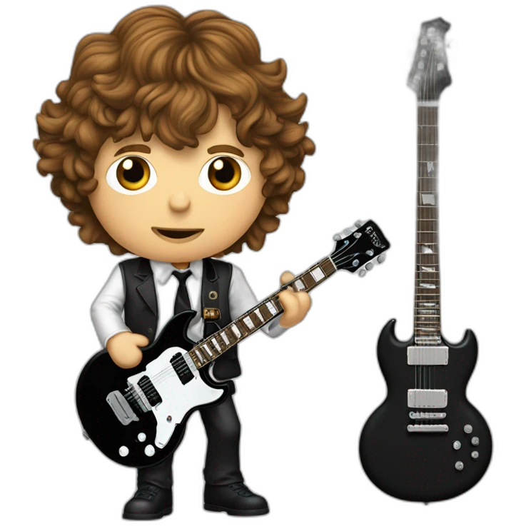 Angus Young english schoolboy dress,and his Gibson SG guitar emoji