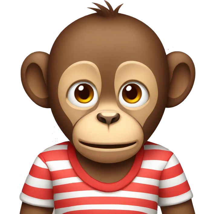 crying monkey wearing a striped red and white shirt with vertical lines emoji