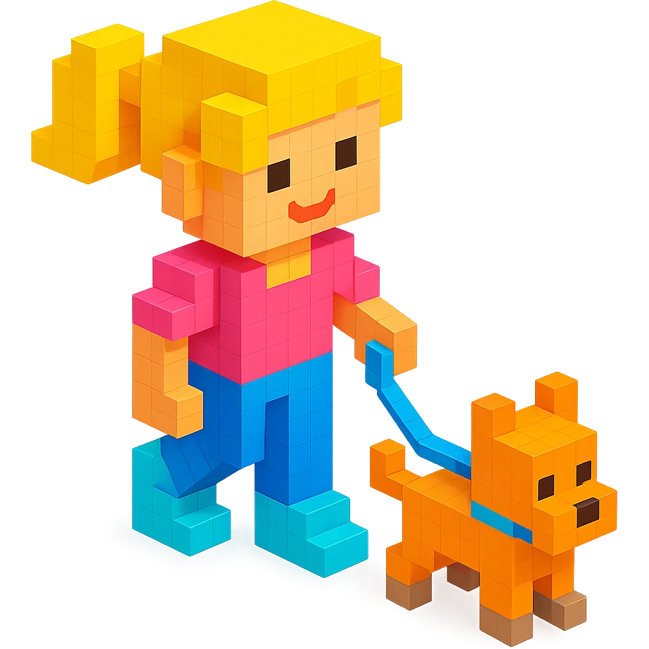 girl and her dog on a walk, realistic background emoji