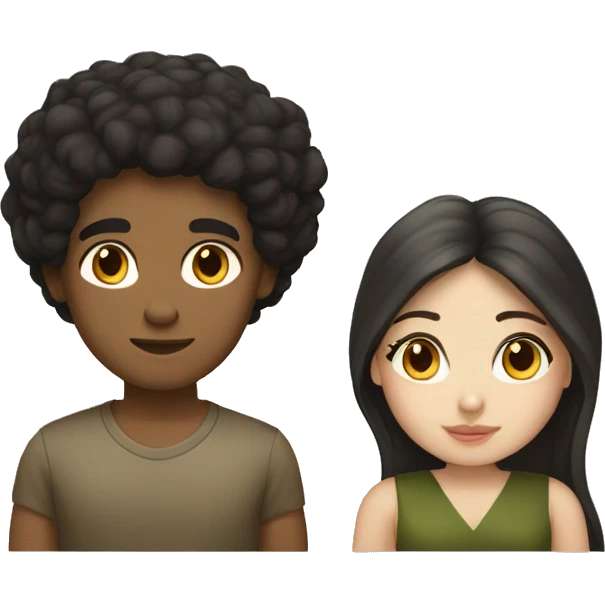 Dark hair olive skin woman and dark hair pale skin man emoji