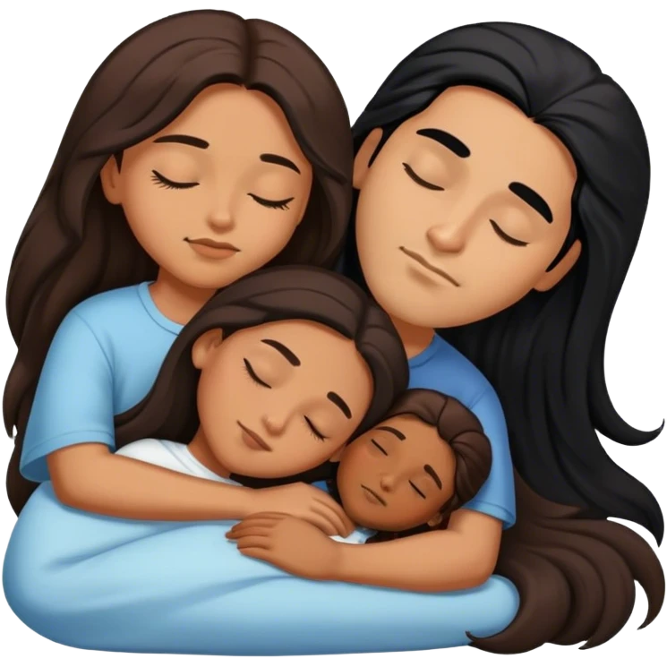 Caramel color latino Guy with long black hair sleeping with brown hair girl emoji