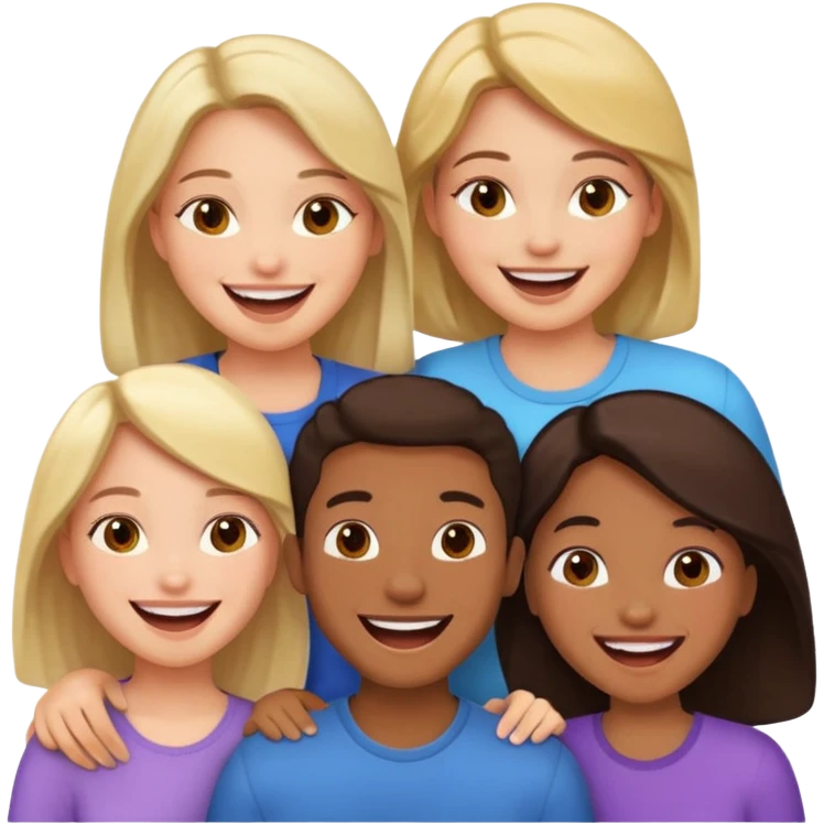 4 inclusive friends (3 girls and 1 man) laughing emoji
