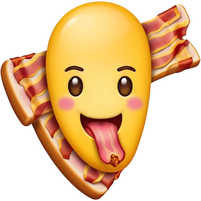 tongue out emoji holding a bacon strip emoji