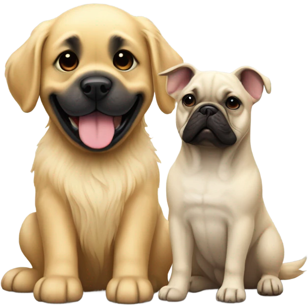 English cream golden retriever and a black frenchie as best friends emoji