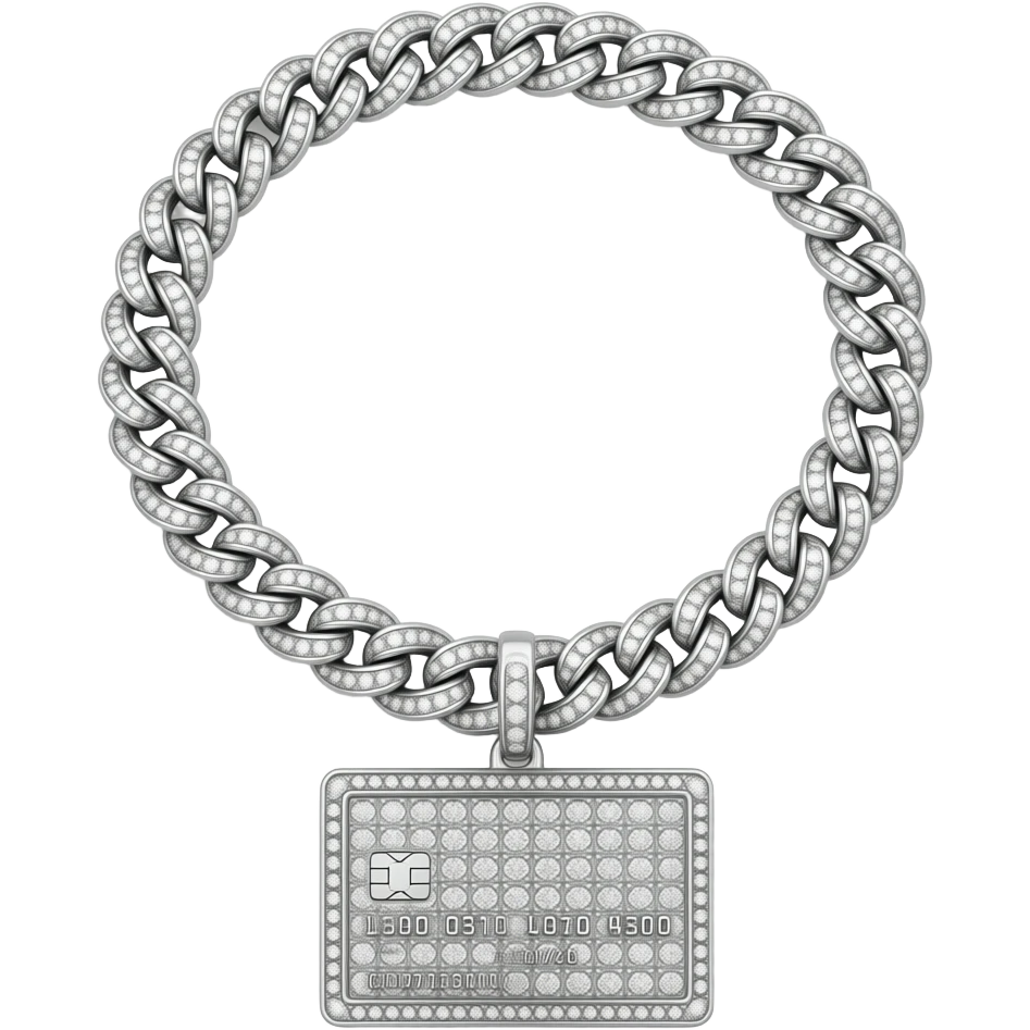 iced out cuban link diamond white gold chain 60cm with a diamond credit card pendant emoji