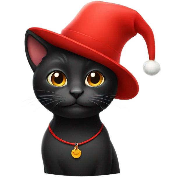 Black cat with red hat emoji
