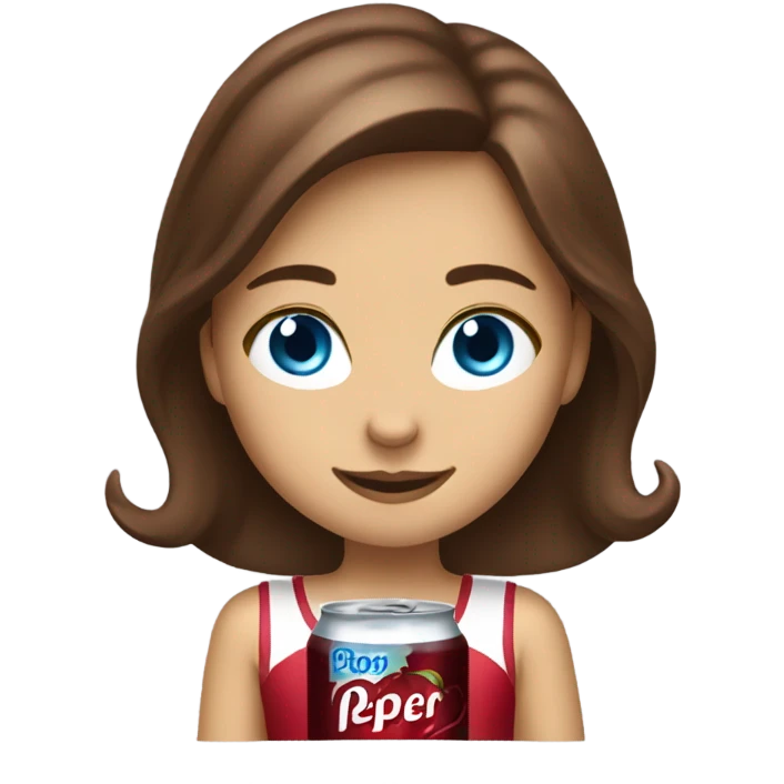 Drinking dr pepper cherry flavoured Brown hair girl blue eyes emoji