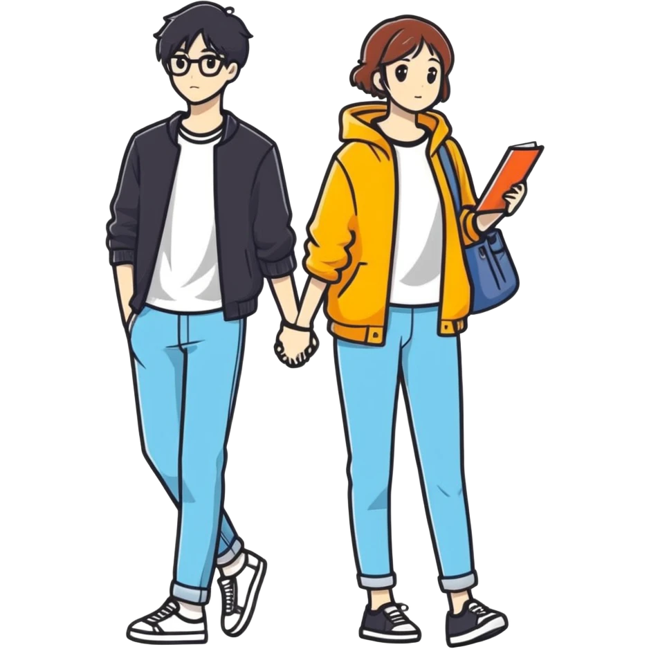 cute couple in casual style emoji