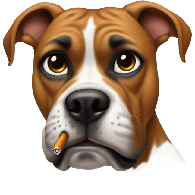 Female boxer dog breed smoking  emoji