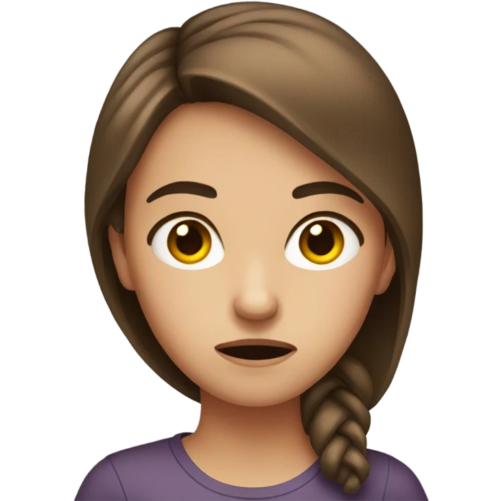 Annoyed girl with brown hair emoji