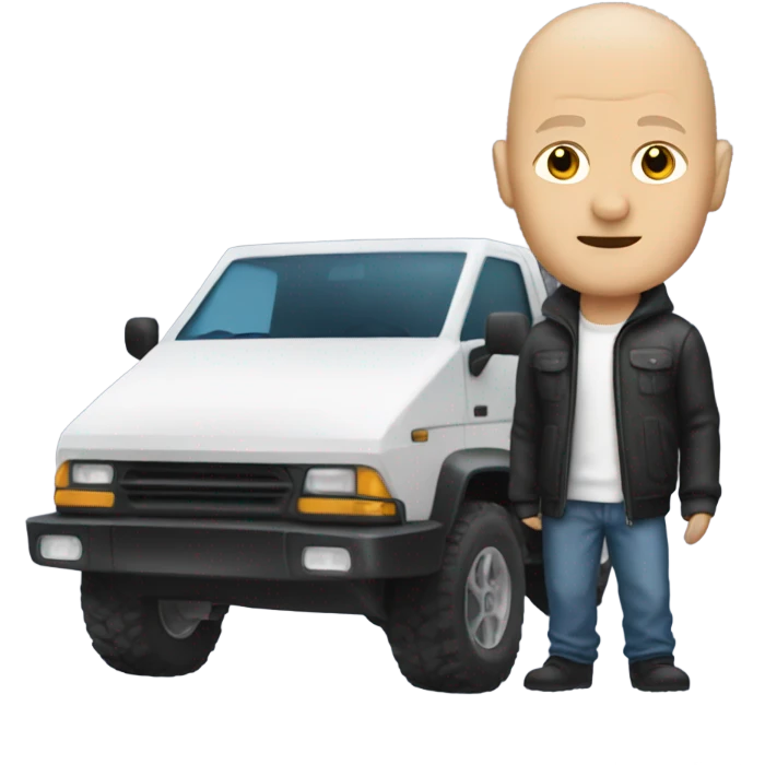 Bald man with a cybertruck  emoji