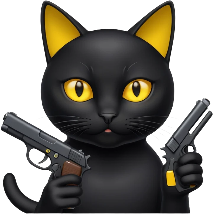 black cat pointing a gun at the screen emoji