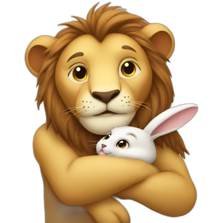 Lion Hugging Rabbit emoji