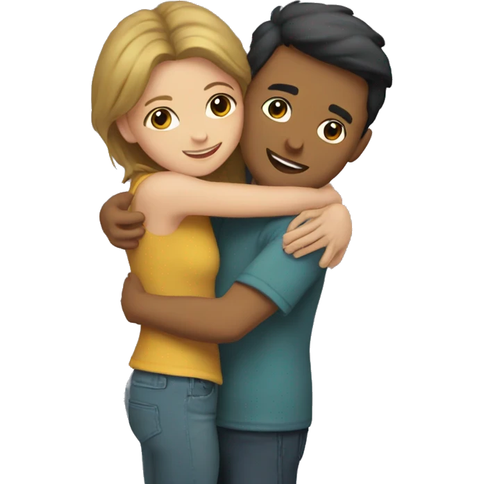 A girl and a guy hugging up. emoji