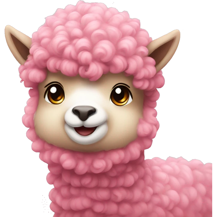 Cute curly pink Alpaka full size emoji