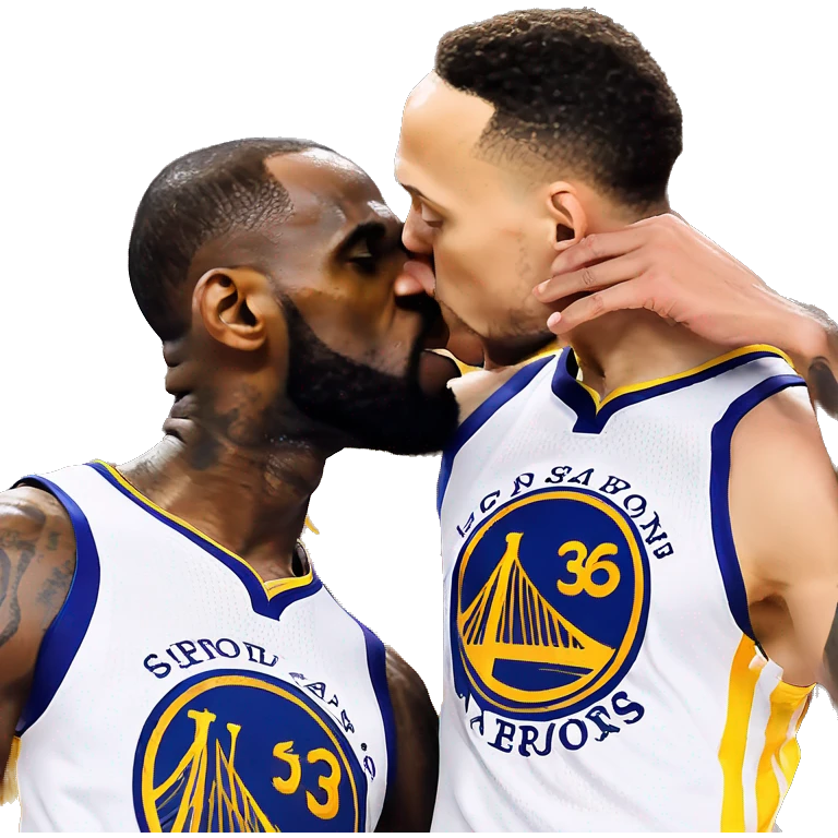 Lebron James kissing Stephen Curry emoji
