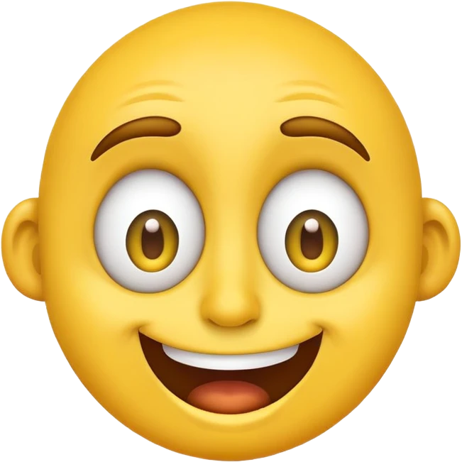 goofy classic emoji with exaggerated facial features, yellow face, big eyes, silly grin emoji