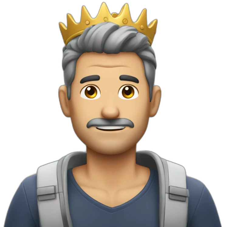 hombre felisonriendo con corona cuerpo completo emoji