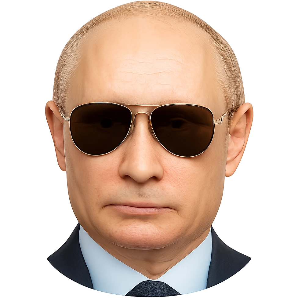photorealistic portrait of Putin with aviator sunglasses, emoji style, no background emoji
