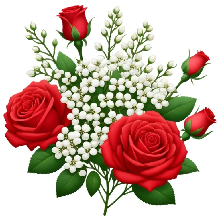 baby's breath and red roses flower emoji emoji