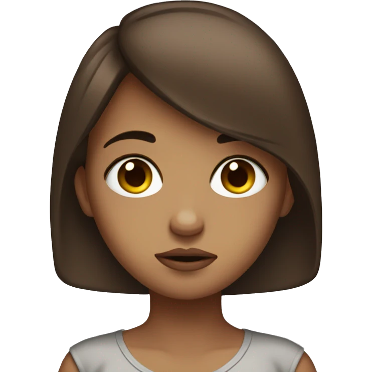 Sad girl brown hair model  emoji
