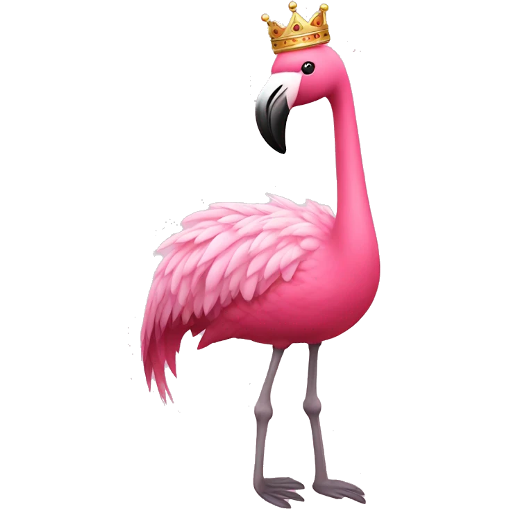Pink flamingo wearing a tutu and a crown emoji