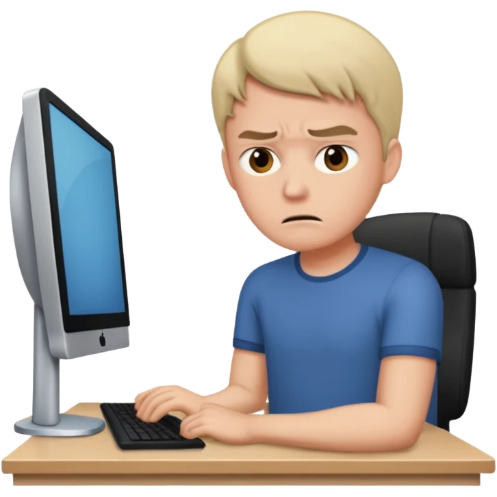 a man in front of a computer annoyed  emoji