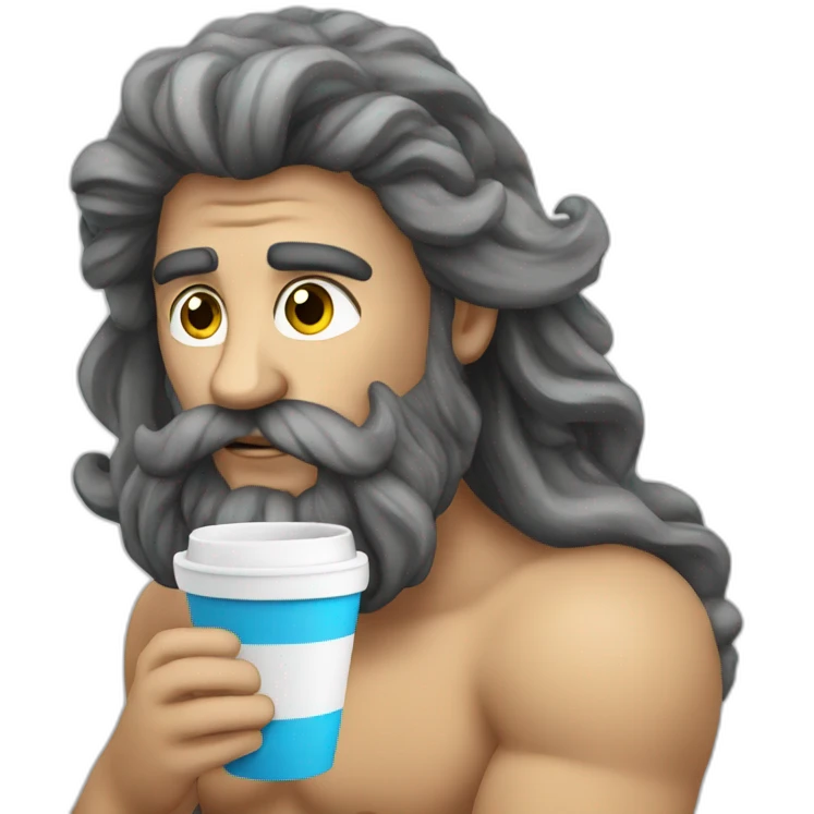Poseidon drinks coffee emoji