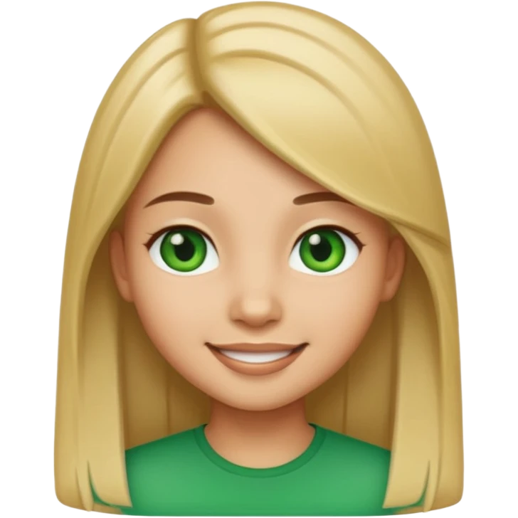 Light skin girl emoji with straight hair and green eyes emoji