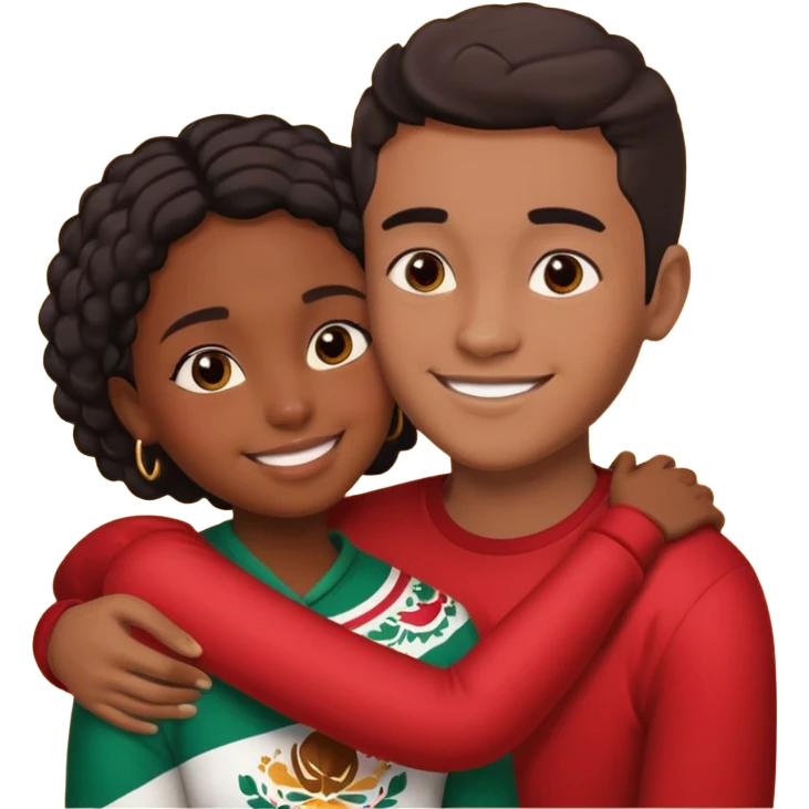 Couple in love black girl and Mexican boy  emoji