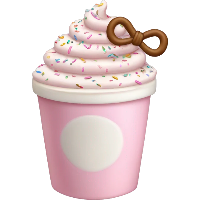 Light pink latte with sprinkles tied with a bow emoji