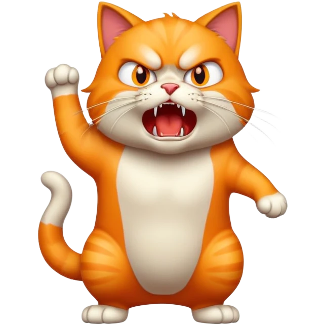 angry cat with fur standing up and hissing emoji