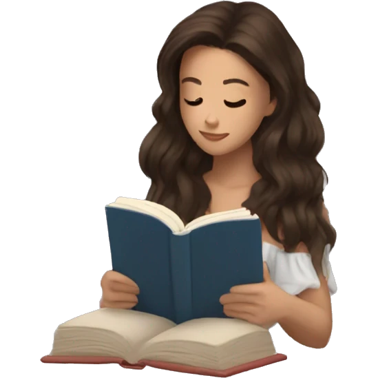 brunette reading a book cozy aesthetic emoji