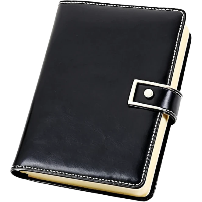  Розовый блокнот с черной ручкой  emoji