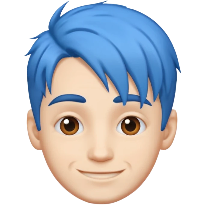 Happy Man strange  blue hair head emoji