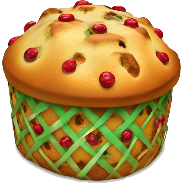 un panettone, tradicionalmente decorado con frutas confitadas verdes y rojas y pasas. emoji