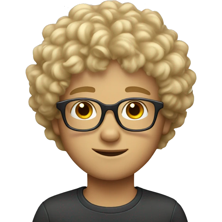 Blonde boy with curly fluffy hair, glasses and hazel eyes emoji