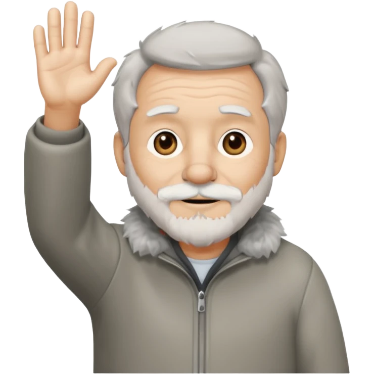 wolfgrandpa wholebody standing and waving his hand emoji