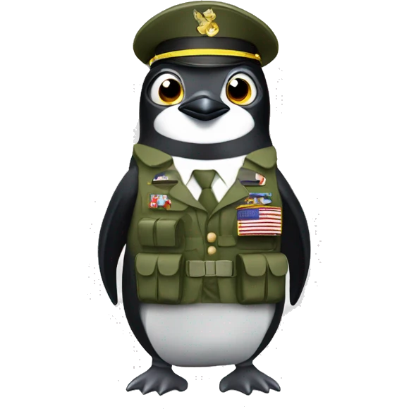 military Penguin with wheaphones emoji