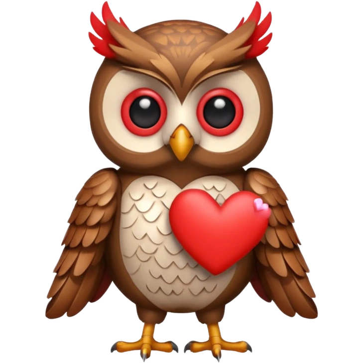 Owl holding hearts emoji