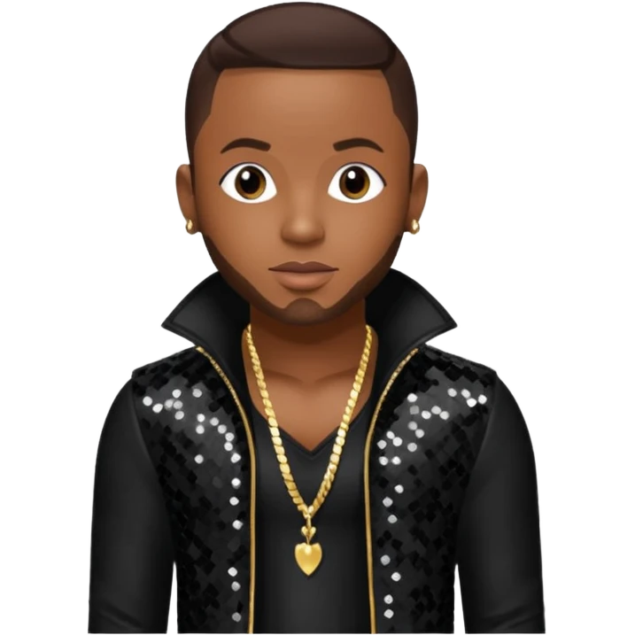 Pleasure P from Pretty Ricky with dark brown hair, black sequin outfit emoji
