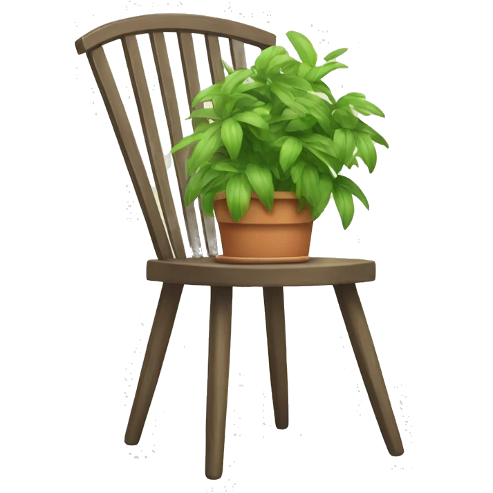 a garden chair with a plant in pot next to it emoji