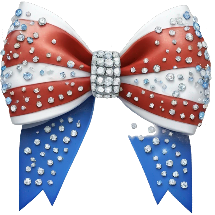 red blue and white bow with rhinestones  emoji