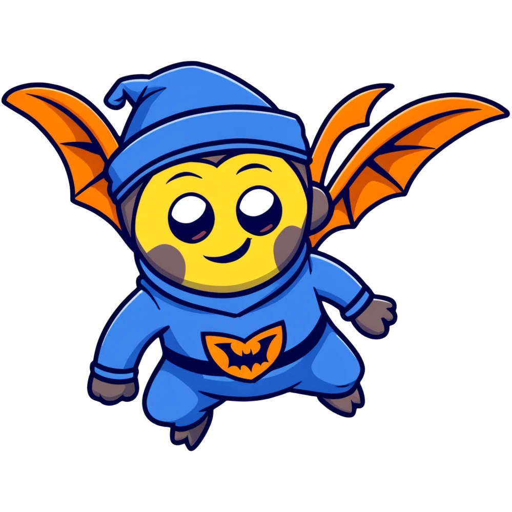Wicked witch's flying monkey minion with bat wings, grimacing face, wearing blue uniform and fez cap emoji