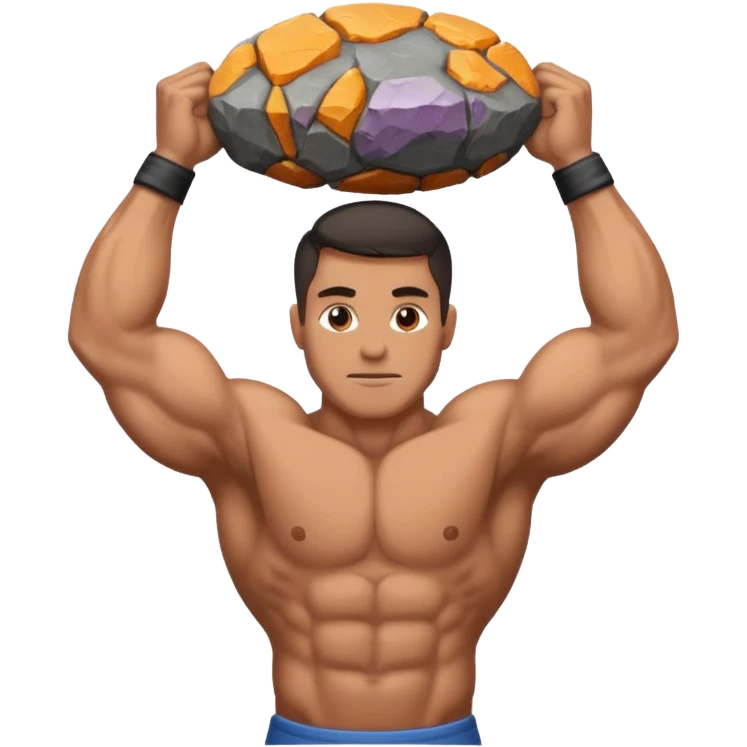 man lifting a big stone emoji