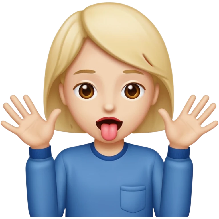 tongue out with hands on the side emoji