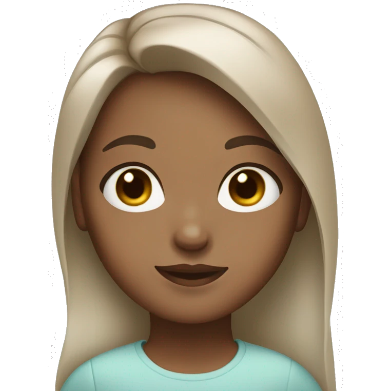 Girl with brown Hair and eyes with creme on face emoji