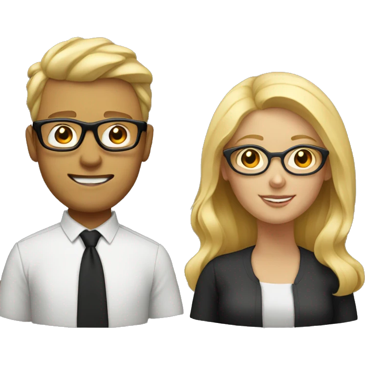 Woman with blonde hair and man with black hair with glasses emoji